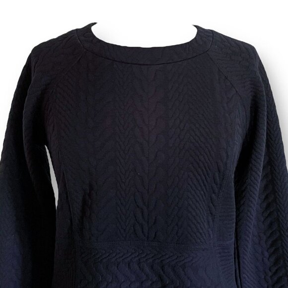 Prana Womens Macee Dress Sz S Black Jacquard Textured Knit Shift Long Sleeve - Picture 5 of 8